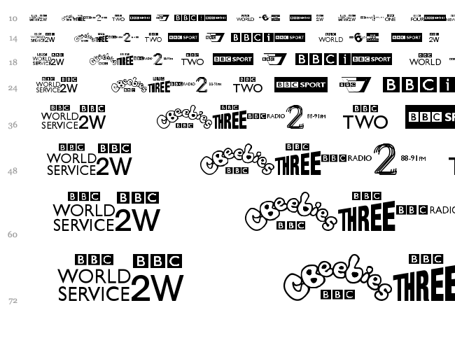 BBC logos font waterfall